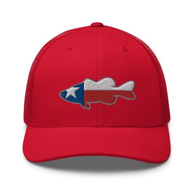 Gunner Gear Fishing Hat Bass Fish Texas Flag Embroidered Snapback Trucker Hat
