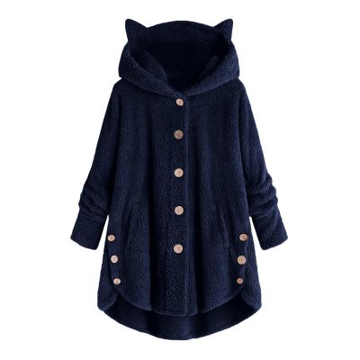 tuduoms Winter Coats for Women Teen Girls Plush Hoodies Plus Size Fleece Jackets Cute Cat Ears Winter Warm Hooded Sweater