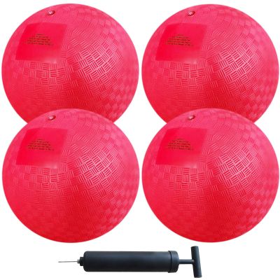 AppleRound 8.5-inch Dodgeball Playground Balls, Pack of 4 Balls with 1 Pump, Official Size for Dodge Ball, Handball, Camps and Schools (Red)