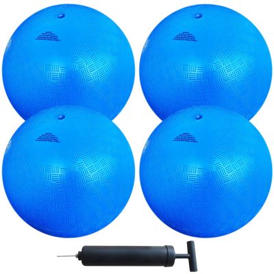 AppleRound 8.5-inch Dodgeball Playground Balls, Pack of 4 Balls with 1 Pump, Official Size for Dodge Ball, Handball, Camps and Schools (Blue)