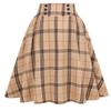 Plaid Skirt for Womens High Waist Aline Pleated Midi Skirts(Khaki, S) view 1