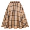 Plaid Skirt for Womens High Waist Aline Pleated Midi Skirts(Khaki, S) view 3