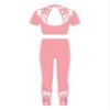 VernLan Kids Girls 2 Piece Lace Sports Outfits Racer Crop Top with Leggings Sports Tracksuit Set Pink 14 Years view 1