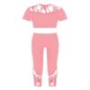 VernLan Kids Girls 2 Piece Lace Sports Outfits Racer Crop Top with Leggings Sports Tracksuit Set Pink 14 Years view 2