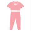 VernLan Kids Girls 2 Piece Lace Sports Outfits Racer Crop Top with Leggings Sports Tracksuit Set Pink 14 Years view 3