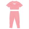 VernLan Kids Girls 2 Piece Lace Sports Outfits Racer Crop Top with Leggings Sports Tracksuit Set Pink 14 Years view 4