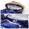 Bestgift Winter Thicken PU Fur Collar Children's One-piece Baby One-piece Clothes Thicken Warm Romper Navy blue 90 view 3