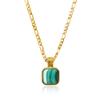 COAI Figaro Chain Necklace Malachite Crystal Pendant Necklace, 18K Gold Plated Stainless Steel 24" view 1