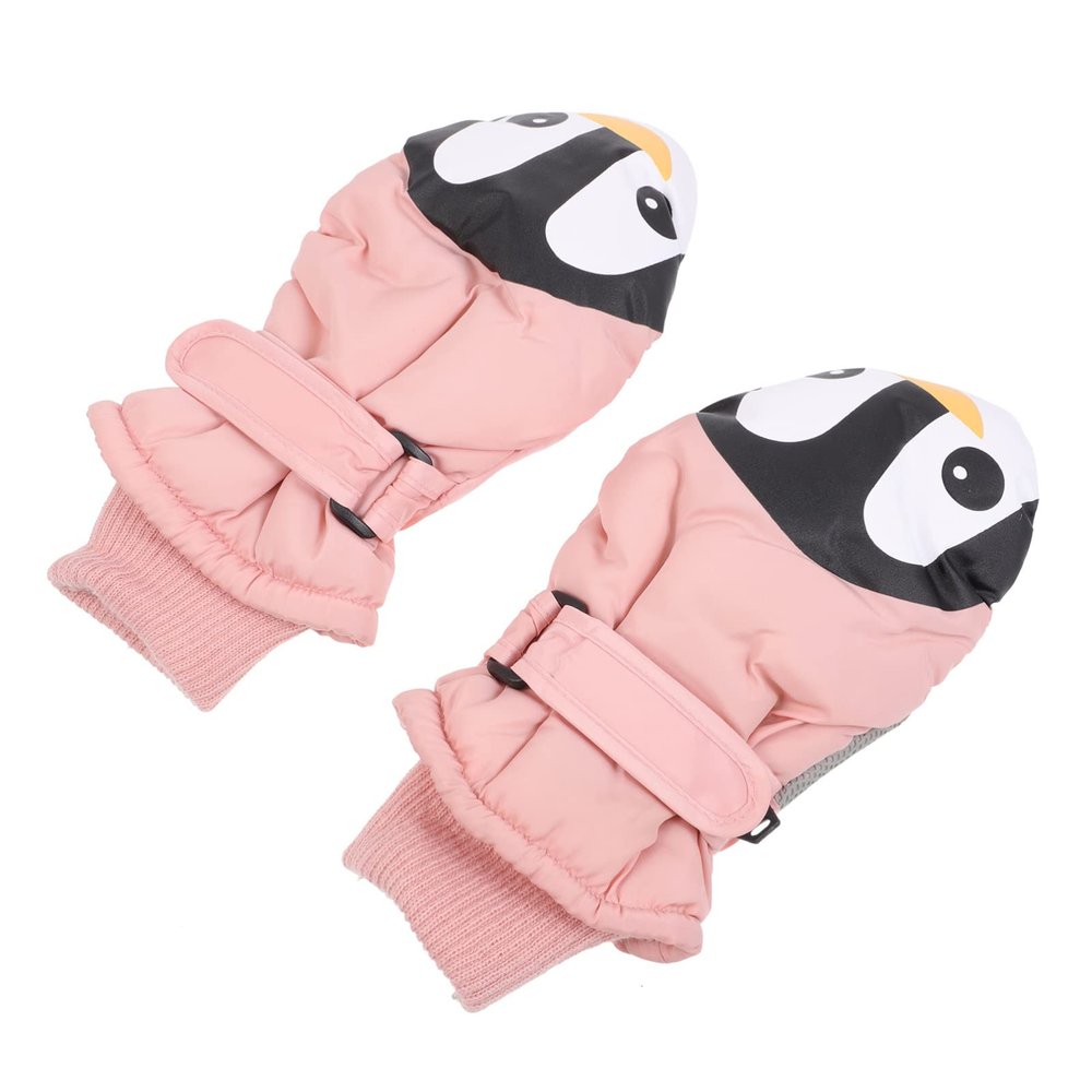 KESYOO 1 Pair Children's Winter Gloves Ski Gloves Women Windproof Thermal Cartoon Penguin Blue Winter Warm Mitten Kids Ski Warm Velvet Hand Girl Pupils