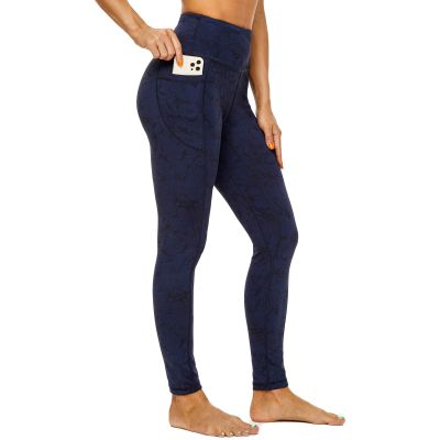 Devirld Womens Leggings with Pockets Tummy Control, High Waisted Yoga Pants Gym Workout Legging for Women, Dark Blue, Medium