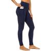 Devirld Womens Leggings with Pockets Tummy Control, High Waisted Yoga Pants Gym Workout Legging for Women, Dark Blue, Medium view 1