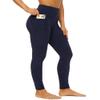 Devirld Womens Leggings with Pockets Tummy Control, High Waisted Yoga Pants Gym Workout Legging for Women, Dark Blue, Medium view 2