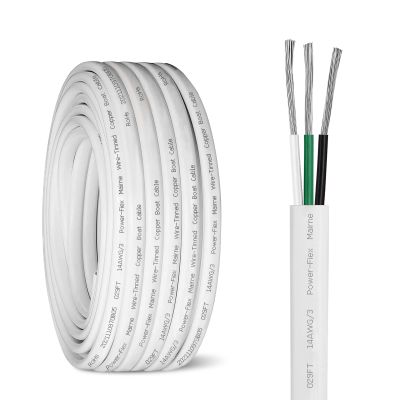Kimbluth 14 Gauge Triplex Marine Wire Tinned Copper Boat Cable, 30ft 14 AWG Standard USA OFC Oxygen Free Copper Wire for Automotive Boat Speakers Solar Outdoors