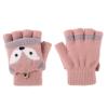 Convertible Flip Top Gloves,Winter Wool Knitted Fingerless Gloves with Mitten Cover for Toddler Kids Girls Boys 5-10 Years view 3