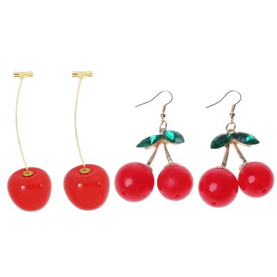 Cherry Lemon Earrring Fruit Earrings for Women Crystal Stud Earrings Rhinestone Lemon Drop Earring Jewelry
