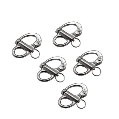 Ayunwei 35mm(1-3/8 inch) Fixed Snap Shackles 316 Stainless Steel Bail Snap Shackles with Quick Release Pin for Bracelet and Boat of 5 Pcs