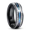 8 mm Electric Black Inlaid Meteorite Abalone Shell Dome Tungsten Carbide Ring Men's Wedding Jewelry As The Picture 11 view 1