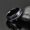 8 mm Electric Black Inlaid Meteorite Abalone Shell Dome Tungsten Carbide Ring Men's Wedding Jewelry As The Picture 11 view 2