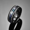 8 mm Electric Black Inlaid Meteorite Abalone Shell Dome Tungsten Carbide Ring Men's Wedding Jewelry As The Picture 11 view 3