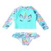 Yihuimin Kids Girls Cartoon Horse Print Swimsuit Fish Scales Pattern Sleeves Tops and Briefs Set Beachwear Cartoon Blue 12 Years view 3