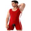 LiiYii Men's U Neck Tank Boxer Shorts Bodysuits Sleeveless Unitard Soft Pajamas Leotard Nightwear Red Large view 2