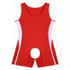 LiiYii Men's U Neck Tank Boxer Shorts Bodysuits Sleeveless Unitard Soft Pajamas Leotard Nightwear Red Large view 3