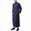 SXLLZSLC Kaftan Islamic Robe Men Long Sleeve Muslim Thobe Arabic Prayer Eid Clothes Dubai Saudi Arab Costume Blue view 1