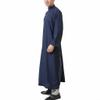 SXLLZSLC Kaftan Islamic Robe Men Long Sleeve Muslim Thobe Arabic Prayer Eid Clothes Dubai Saudi Arab Costume Blue view 2