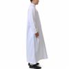 SXLLZSLC Kaftan Islamic Robe Men Long Sleeve Muslim Thobe Arabic Prayer Eid Clothes Dubai Saudi Arab Costume White view 3