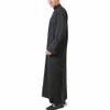 SXLLZSLC Kaftan Islamic Robe Men Long Sleeve Muslim Thobe Arabic Prayer Eid Clothes Dubai Saudi Arab Costume Black view 2