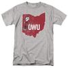 Ohio Wesleyan University Official State Shape Unisex Adult T Shirt,Athletic Heather, X-Large view 1