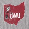 Ohio Wesleyan University Official State Shape Unisex Adult T Shirt,Athletic Heather, X-Large view 2