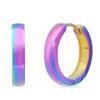 Steeltime 18K Gold Plated Stainless Steel Huggie Earrings (Rainbow IP) view 1
