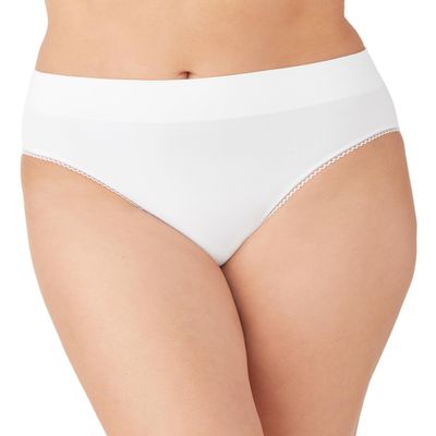 Wacoal Women's Feeling Flexible Seamless Full Coverage Hi-Cut Brief Panty, 871332, White, X-Large