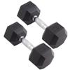 Body Sport Rubber Encased Hex Dumbbell Weight, 25 lb. (Pair) - Chrome, Anti-Slip Grip for Strength Training - Home Gym & Fitness Equipment view 1