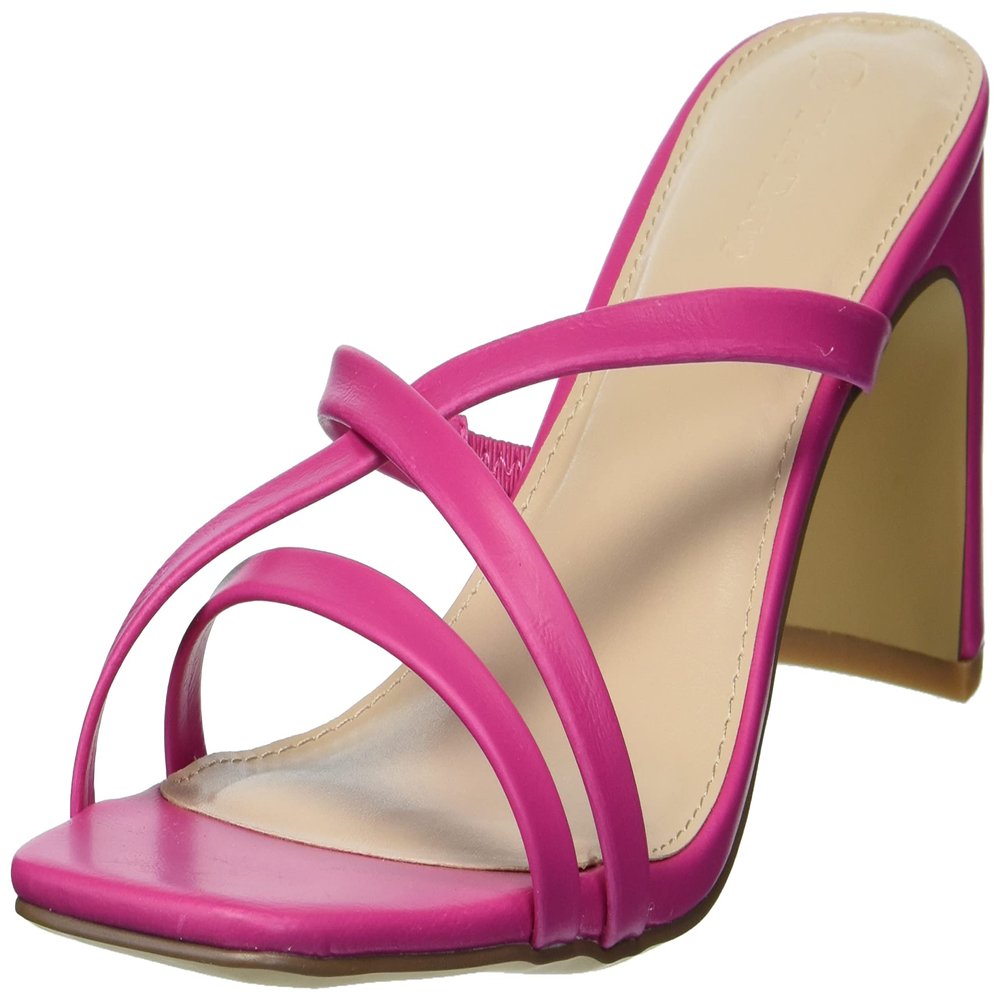 The Drop Women's Amelie Strappy Square Toe Heeled Sandal, Hot Pink, 8.5