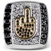 FANTASYJOCKS Fantasy Football Championship Ring BIRD FFL Champion Trophy Award Prize Silver Gold Black Glass Stones Sports Baseball Basketball Hockey Size 9 view 1