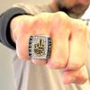 FANTASYJOCKS Fantasy Football Championship Ring BIRD FFL Champion Trophy Award Prize Silver Gold Black Glass Stones Sports Baseball Basketball Hockey Size 9 view 2