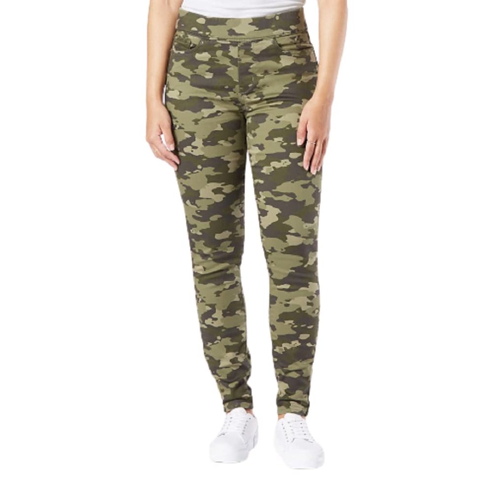 Levi Strauss Signature Gold Women's Totally Shaping Pull-On Skinny Jeans (Available in Plus Size), (New) Cedarview Camo Khaki Green, 26 Medium