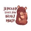 Jehovah Loves You Beary Much Jehovah's Witnesses JW Gifts Sticker, White, 5.5x5.5 view 1