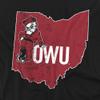 Ohio Wesleyan University Official State Shape Unisex Adult T Shirt,Black, Small view 2