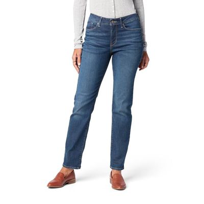 Levi Strauss Signature Gold Women's Curvy Totally Shaping Straight Jeans Mid-Rise Stretch Denim (Available in Plus Size), Jackson Square, 16 Tall