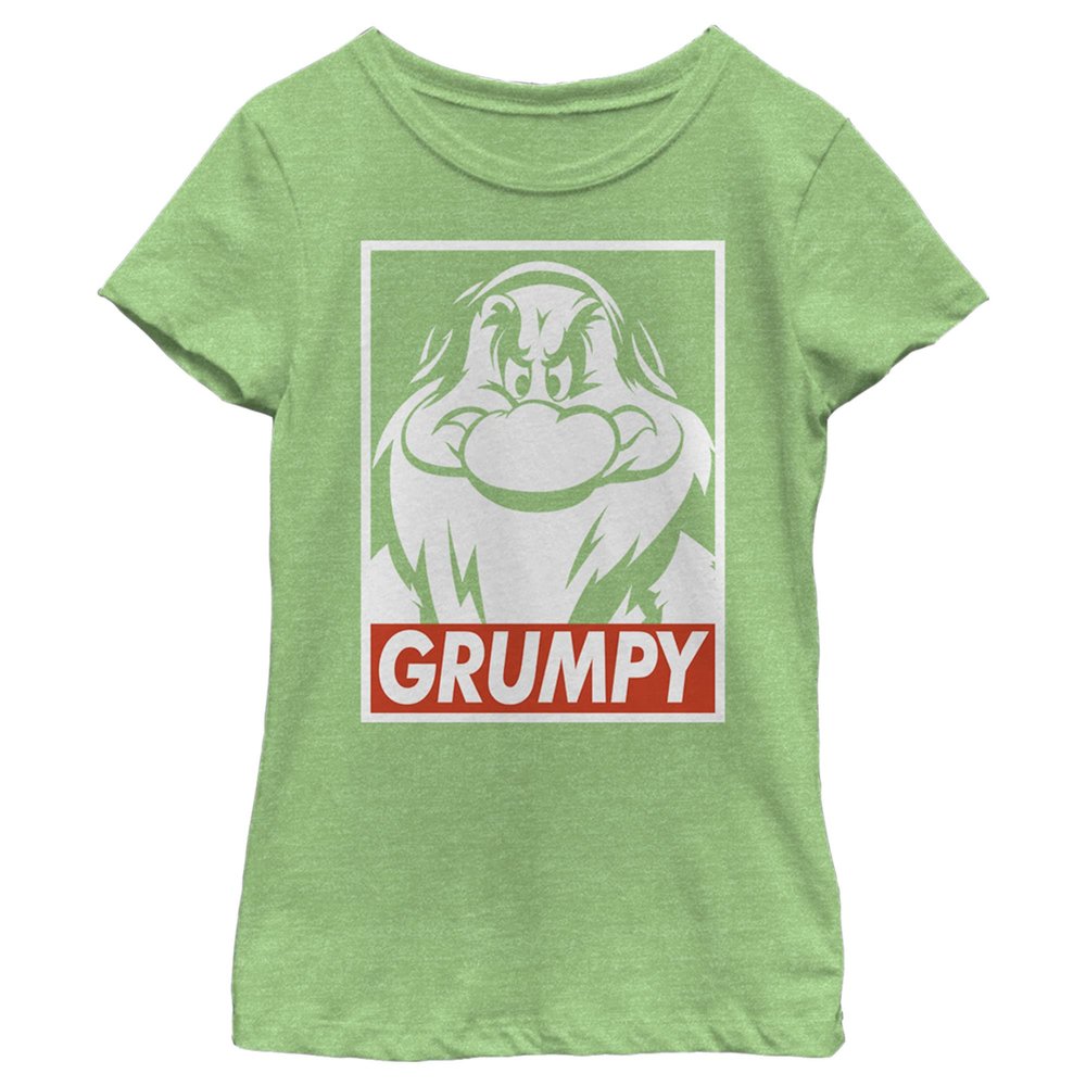 Disney Snow White Grumpy Streetwear Poster Girls Heather T-Shirt, Green Apple, Medium