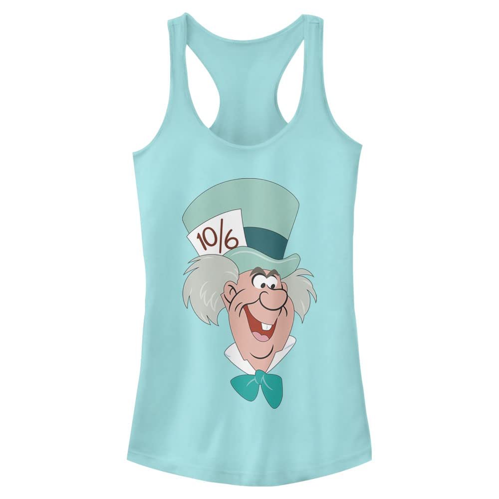 Disney Alice in Wonderland Mad Hatter Big Face Juniors Racerback Tank, Cancun, XX-Large