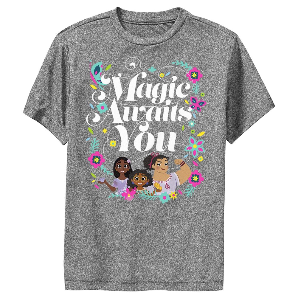 Disney Boy's Encanto Mirabel Magic Awaits You Performance Tee - Charcoal Heather - X Large