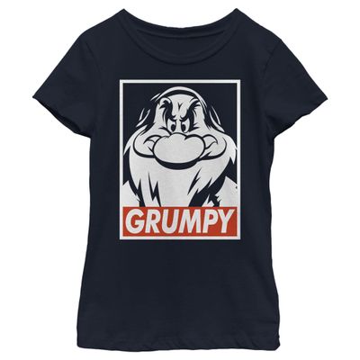 Disney Snow White Grumpy Streetwear Poster Girls Standard T-Shirt, Navy Blue, X-Small