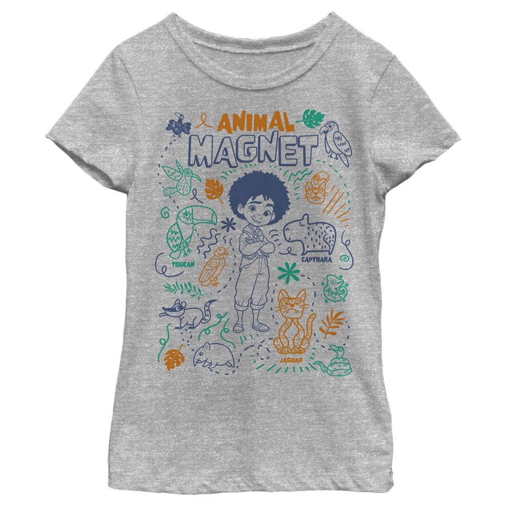 Disney Girl's Animal Magnet T-Shirt, Athletic Heather, Large