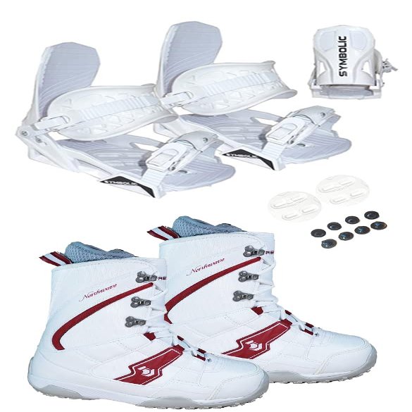 Symbolic Northwave Freedom Women Snowboard Boots White Bindings Package red 4-7.5 (White Bindings to Fit Boots, Boot Fit Ladys 7-7.5 (Z6))