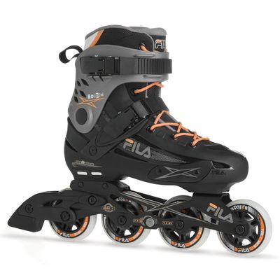 FILA Madame Houdini Ladies' Inline Skates - High Performance Training and Fitness Skates - Adjustable Fit, Shock Absorber, Aluminum Frame, and ABEC 7 Bearings - Women 8.5, Black/Grey/Salmon