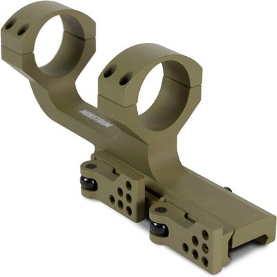 Monstrum Slim Profile Series Cantilever Offset Dual Ring Picatinny Scope Mount with Quick Release | 1 inch Diameter |Flat Dark Earth